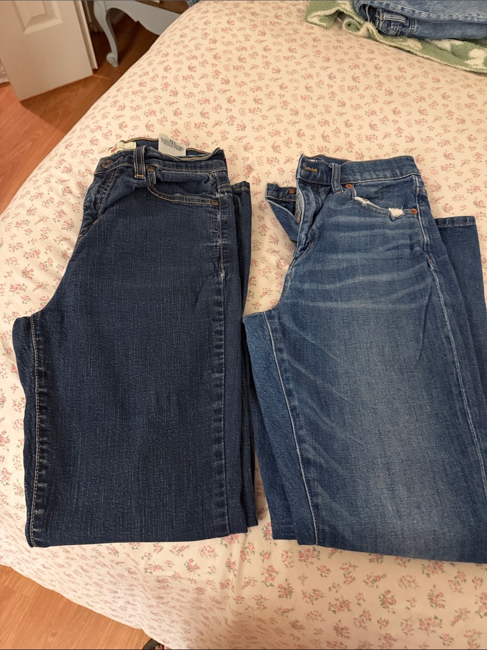 Women’s Denim Jeans - Classic Dark and Medium Wash. Madewell and Levi’s.